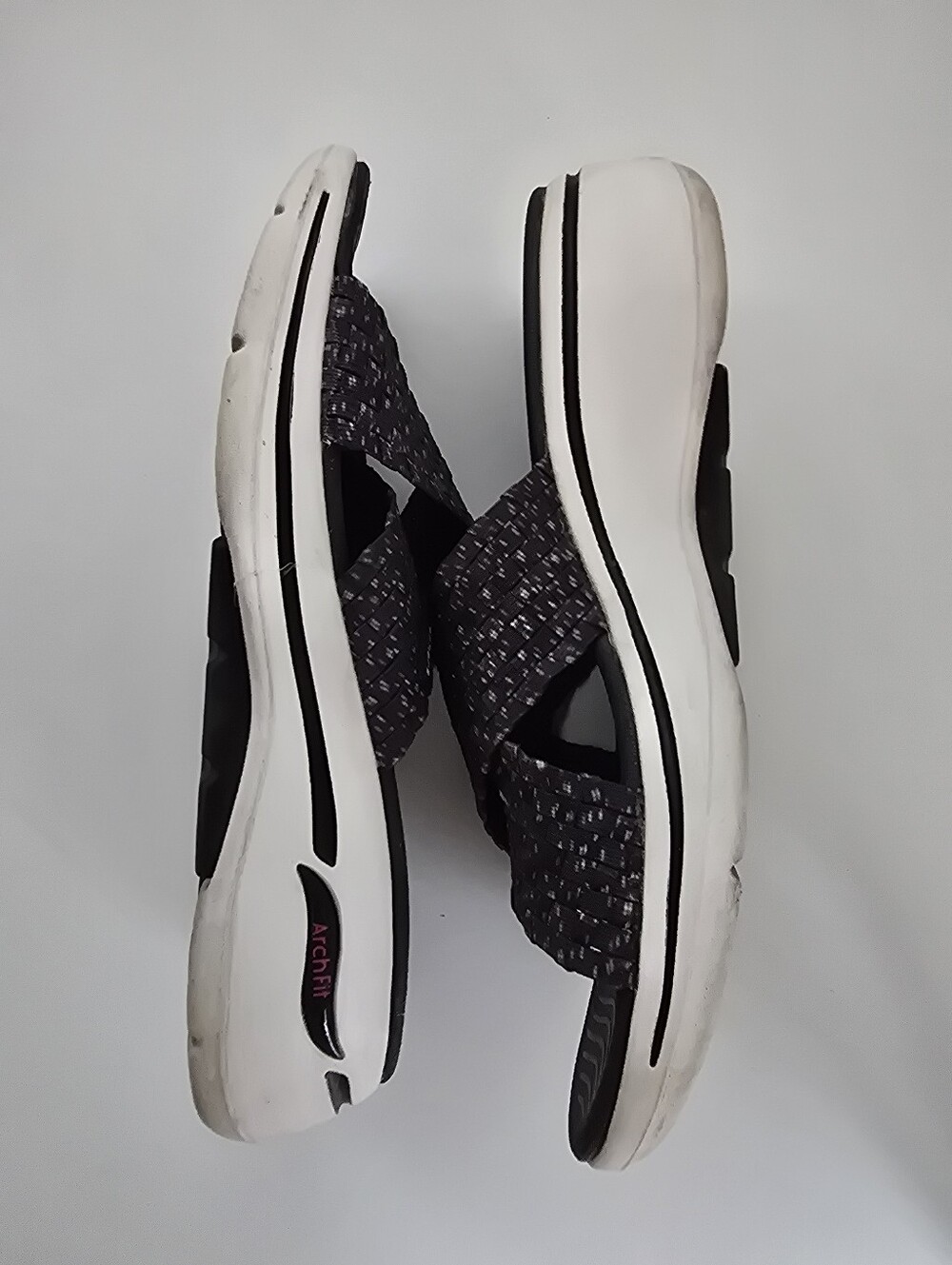 Skechers Women's Black and Purple Crossband Slide Sandals - Picture 13 of 16
